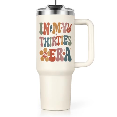 Shqiueos 30th Birthday Gifts for Women 40oz Tumbler with Handle and Straw Lid, 30 Year Old...
