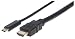 Produktbild Manhattan USB Typ C auf HDMI-Adapterkabel ( konvertiert das Alternate-Mode-Signal in ein HDMI 4K-Ausgangssignal ) 2 m schwarz 151764