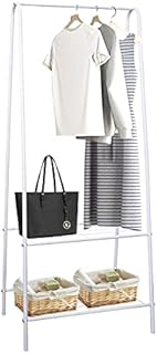 HOFLERA Clothes Rail Stand for Bedroom, Garment Coat Rack, Clothes Rack with Metal Shelf, Clothes Rail with Metal Frame for Bedroom, Saving Space Clothes Rail,1.5m (white)
