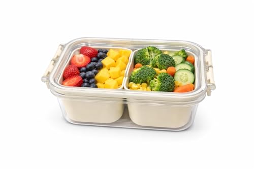 Image of Vasukie Divided Fridge Storage Boxes With 4 Serving Veggie Tray with Lid and Handle, Fridge Organizer with Removable 4 Compartment, Fridge Storage Containers (2 Small Compartment - 1PC)