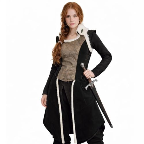 Manteau médiéval femme chaud avec laçage dos ajustable