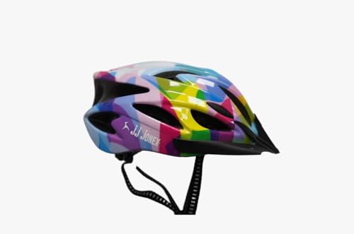 Image of JJ JONEX Professional Adjustable Cycling & Skating Helmet with Detachable Visor | Lightweight Mountain Bike Helmet with Padded Interior (Multicolor Neon) Medium (MYC)