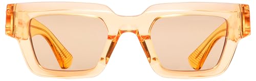 Bottega Veneta, Mens Square Acetate Sunglasses, One Size, Orange
