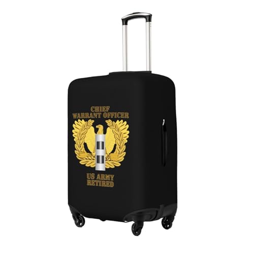 Army Retired Chief Warrant Officer Emblem CW2 Travel Luggage Cover Suitcase Protector Fits 22-25 Inch Case(Black,M)2