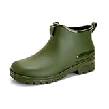 Wide Width Short Rain Boots Women Fashion Waterproof Chelsea Boots for Women Outdoor Garden Shoes Ankle Muck Boots for Ladies Non Slip Work Shoes Rubber Boots (green,8.5)