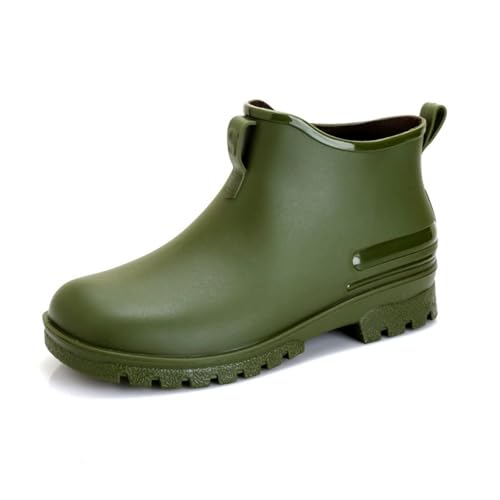 Wide Width Short Rain Boots Women Fashion Waterproof Chelsea Boots for Women Outdoor Garden Shoes Ankle Muck Boots for Ladies Non Slip Work Shoes Rubber Boots (green,8.5)