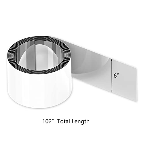 Usukue Self-Adhesive Kick Plate Home Decoration Baseboard Plates Roll 42Ga(0.1Mm) Thickness, 6"X102"(Wxl) Polished Stainless Steel Sheets #TOP1
