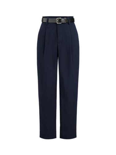 CIDER High Waist Solid Tapered Trousers with Belt
