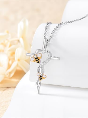 Cross Necklace for Women 925 Sterling Silver Cross Pendant Necklace Animal Jewelry Christmas Gifts for Women Mother Grandma3