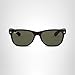Ray-Ban Unisex RB2132 New Wayfarer Polarized Square Sunglasses, Rubber Black/Polarized Green, 55 mm