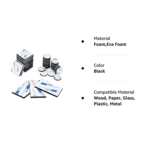 Double Sided Foam Tape Strong Pad Mounting,Black Self-Adhesive Tape Include Square Round and Rectangular(60Pcs) - Thumbnail 7