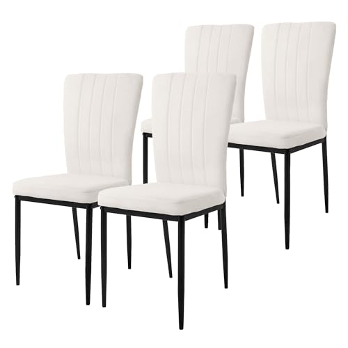 ML-Design Set di 4 Sedie per Sala da Pranzo con Rivestimento in Velluto Bianco Sedie da Cucina con Schienale Imbottita con Gambe in Metallo Sedia Ergonomica per Tavolo da Pranzo Sedia da Soggiorno