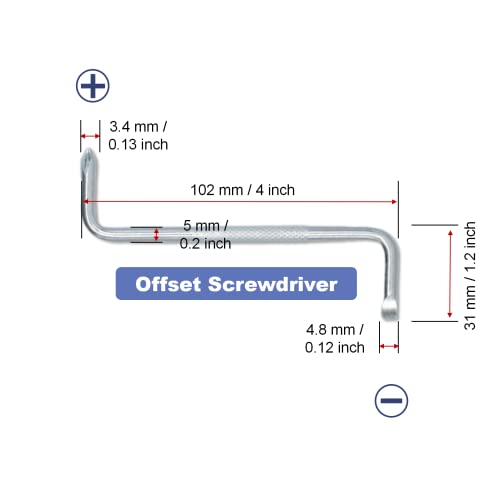 Joyangy Pack Of 2 Offset Screwdriver Set, Alloy Steel Right Angle Phillips Screwdriver, 90 Degree Double Ended Head Screw Driver, Z-Type Screwdriver With Flat Head And Phillips #TOP1
