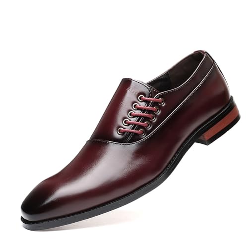 Formal Shoes Men Classic Patent Leather Shoes for Men Round Toe Slip Low Top Lug Sole Dress Shoes Business Casual Formal Shoes Office Work Low Top Dress Shoes