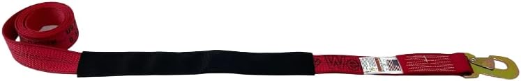 2" x 8' RED Diamond Weave Wheel Lift Strap with Flat Snap Hook (2 Pack)