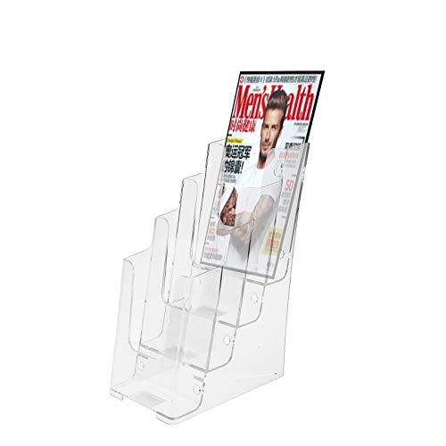 XMSound 3 Pack Acrylic Brochure Holder 4-Inch Wide 4 Tier Clear Literature Holder Premium Acrylic Multi Pocket Display Stand, Wall Mount or Counter Top Use - Thumbnail 4