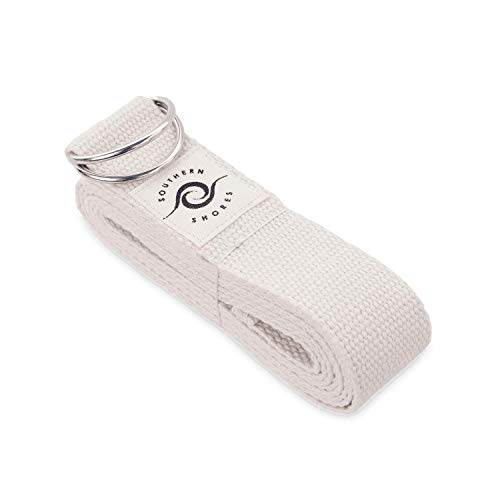 Southern Shores cinturón de yoga 100% algodón | Cinturón de yoga sostenible con anillos de metal estables | Cinturón de yoga para estiramiento intensivo durante el yoga y el pilates | 220 cm x 3,8 cm