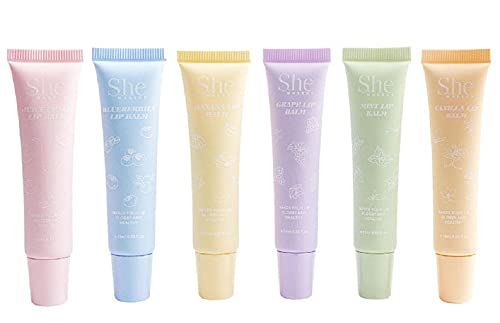 Cosmetics & Beauty Products She Makeup Lip Balm Set Of 6 Natural Assorted Fruits (CosLB)
