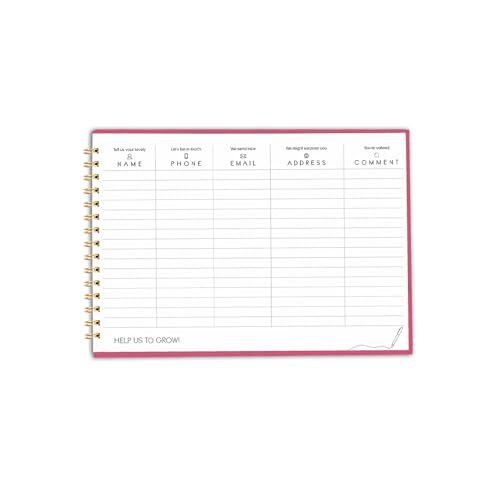 Image of Visitor Book - 8 x 12 Inches | Wiro Bound Guest Register for Hotels, Offices, Exhibitions, Boutiques & Business Use | Medium Size Visitor Log Book for Reception & Front Desk
