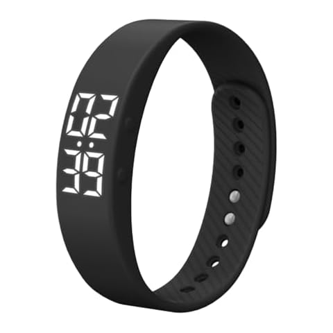 Mikikit Mens Wrist Wristwatch Bracelet Men Silicone Simple Sport Digital Watch Adjustable Smartwatch Men’s Watches for Strap LED Black Electronic Digital Alarm Clock Cover