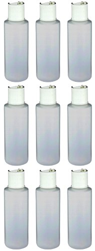 Earth's Essentials Nine Pack Of Refillable 4 Oz. Squeeze Bottles With One Hand Press Cap Dispenser Tops. Great for Dispensing Lotions, Shampoos and Massage Oils.