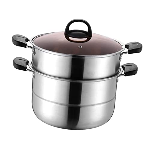 UTHCLO Stainless Steel Dual-layer Steamer Pot for Cooking Multi-purpose Soup Pot for Induction and Gas Stoves for Vegetables Dumplings and Pasta