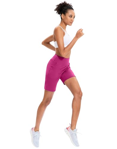 Image of SANTINY Bermuda Shorts for Women with Zipper Pocket Womens High Waisted Long Shorts for Running Workout Athletic