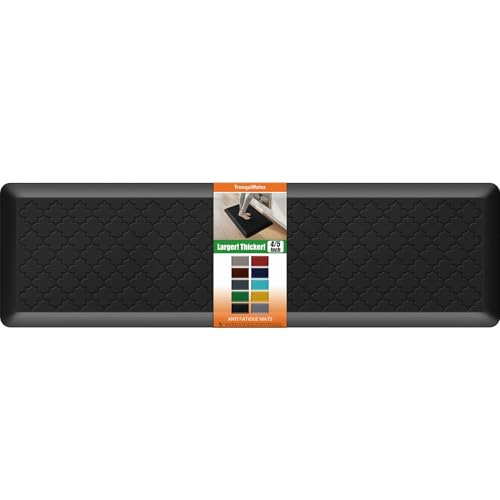 TranquilRelax 4/5 Inch Thick Anti-Fatigue Kitchen Mat Waterproof Non-Slip Kitchen Floor Mat Ergonomic Comfort Standing Mat for Home Kitchen Office Laundry 17.3"x 60" Black