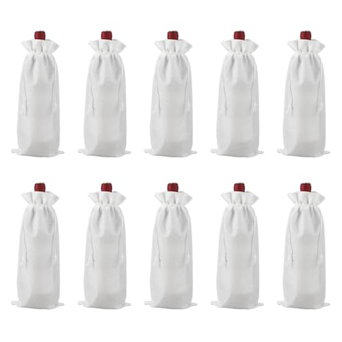 Sacs à vin en toile de jute pochette emballage bouteille blanche avec cordon de serrage