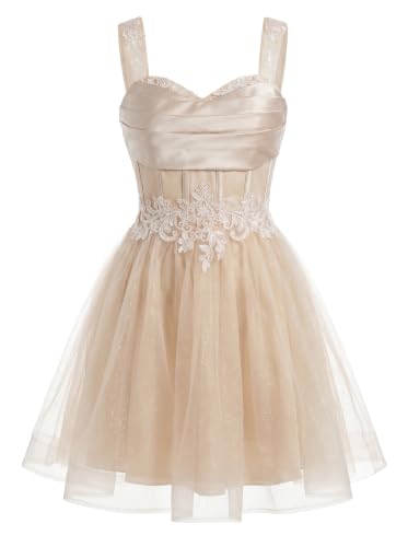 Tulle Homecoming Dresses Short for Teens Sparkly Lace 3D Floral