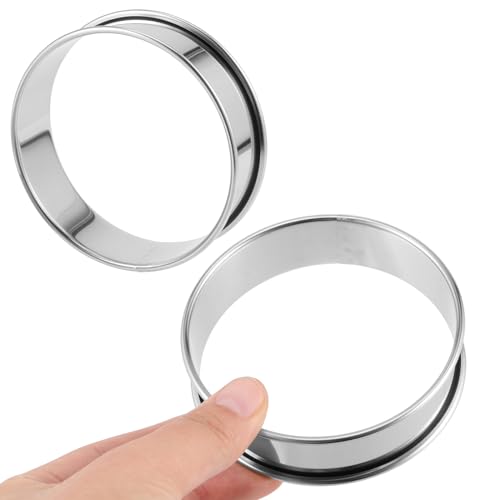 DAKFOOK 12 Pcs 8cm Stainless Steel Muffin Rings, Non-Stick Crumpet Moulds for Baking Cookies, Pastries, Eggs, and Mousse - Image 4
