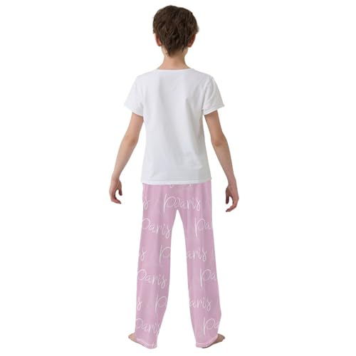 Paris Print Boys Long Pants Soft Trousers Elastic Waist Kids Lounge Bottoms with Pockets S-XL3