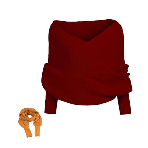 New Knitted Shawl Wrap with Sleeves - Winter Warm Sweater Scarf