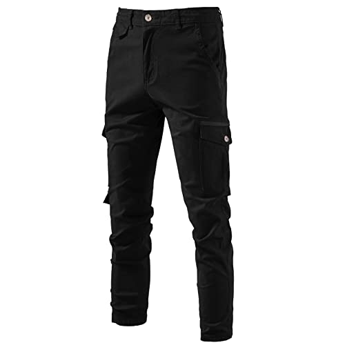 KJDWJKJRF Pantaloni da moto per uomo, da moto, da uomo, in denim, con inserto elasticizzato in aramide, con tasca Streetwear, B#01 Nero, XXXL