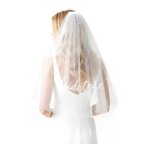 Image of JTYKUYR Bride to Be Sash Veil BachParty Party,Pearl Bride Veil for Bachelorette Party,Gifts for Engagement Bridal Showers Wedding