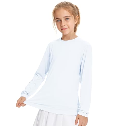 American Trends Girls Rash Guard: UPF+ 50 Long Sleeve UV Protection Shirts for Girls - Lightweight Quick Dry Sun Shirts 5-16T