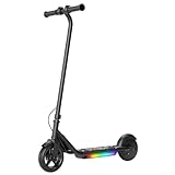 iScooter IK3/IK3Pro Electric Scooter for Kids Aged 6-12, LED Display, 3 Speeds, 3 Heights (IK3Pro), Magnetic Charging, 150W Motor, Colorful Lights (IK3-10MPH Top Speed, Jet Black)