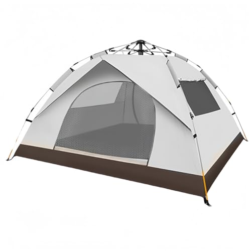 miluFoxワンタッチ自動展開キャンプテント銀コート高UVカット・高耐水圧3秒設営 防風防水四面メッシュ超軽量キャンプ・ピクニック・花見・防災・登山対応釣り収納ポーチ付 (雲霧灰両開き・2窓,200*220*145CM)