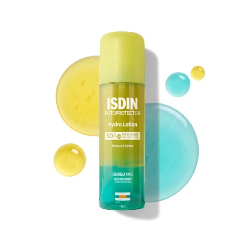 ISDIN Hydrolotion SPF 50 (200 ml) | Photoprotecteur Corporel Biphasique | Protect & Detox | Hydratant