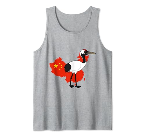 Red-crowned Crane Bird of China Cute Cartoon Bird Tank Top