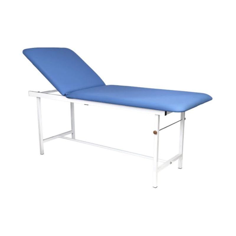 PLUS SANTE - Pack Table d'Examen Médicale Zelia avec Tabouret et Marche-Pied Inclus, Manuel avec Verin à Gaz, Largeur 75 cm (Bleu)