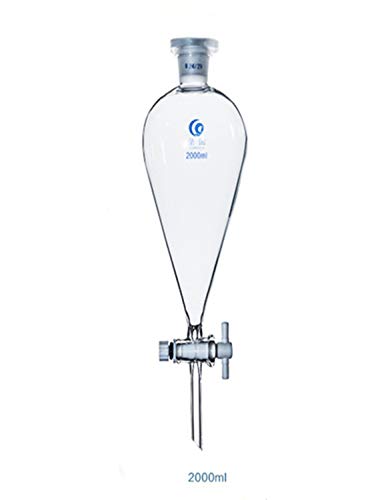 24/29ジョイントとPTFE活栓60-2000ml梨形ホウケイ酸ガラスを備えた実験用ガラス円錐分離ファンネル (2000ml)