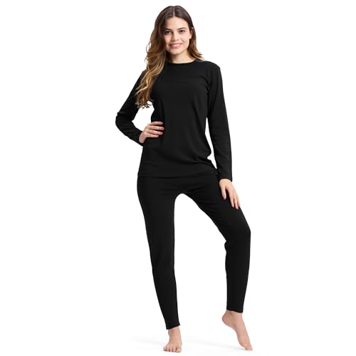 BAMBOO COOL Thermals Base Layer Women Thermal Womens Bamboo Winter Wear Black