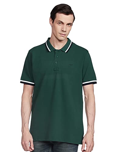 Image of Colorplus Men's Cotton Blend Solid Pattern Tailored Fit Polo Neck Half Sleeve Casual T-Shirt