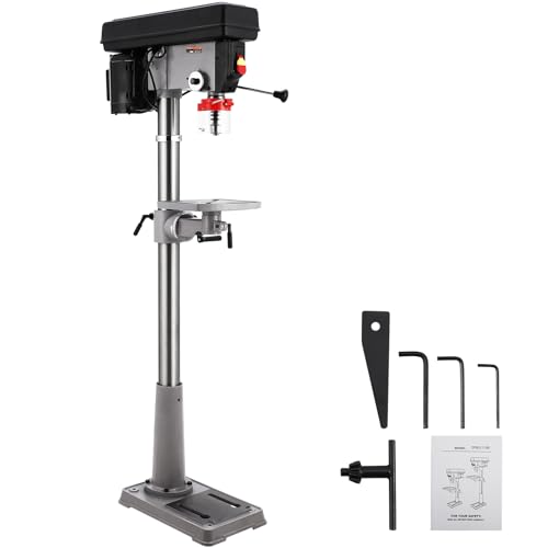 13 in Floor Drill Press, 7.5 Amp 120V, 288-3084 RPM Variable Speed Cast Iron Bench Drill Press, 0-45°Tilting Worktable, Tabletop Drilling Machine for