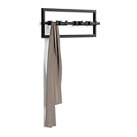 Umbra Cubiko Wall Mounted Modern, Sleek, Space-Saving Hanger with Retractable Hooks to Hang Coats, Scarves, Purses and More, 5, Black