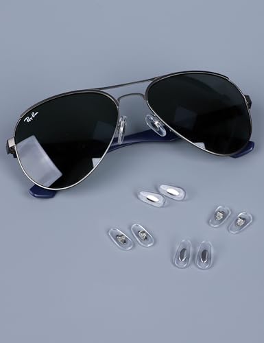 Image of 4 Pairs Ultra Soft Silicone Eyeglass Nose Pads for Ray-Ban RB3604 /RB3526 /RB3527 /RB3533 /RB3540 /RB3545 /RB3546 /RB3549 /RB3558, Plug-in Anti-Slip Glasses Nose Piece Replacement Kit Clear