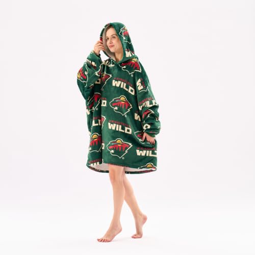 Proformance Home Minnesota Wild Sherpa Lined Wearable Blanket – Faux Sherpa Fleece Cape for Game Day, Couch, Cold Weather & Tailgating, Officially Licensed NHL Fan Gear, One Size Fits Most