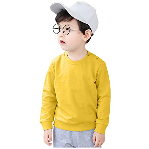 Betadog Boys Crewneck Sweatshirt Youth Sweatshirts Long Sleeve Basic Pullover Soft Warm Thin for (Yellow, 4-5 Years)