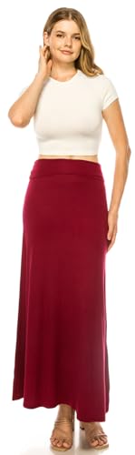 Image of URBAN K Womens Basic Foldable High Waist Regular and Plus Size Maxi Skirts